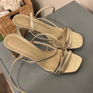 hello Molly champagne short strappy heels